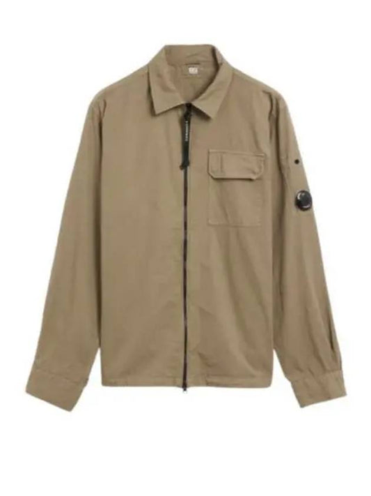 Oversized Organic Gabardine Long Sleeve Shirt Beige - CP COMPANY - BALAAN 2