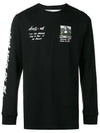 Men's Logo Mona Lisa Print Long Sleeve T-Shirt Black - OFF WHITE - BALAAN 3