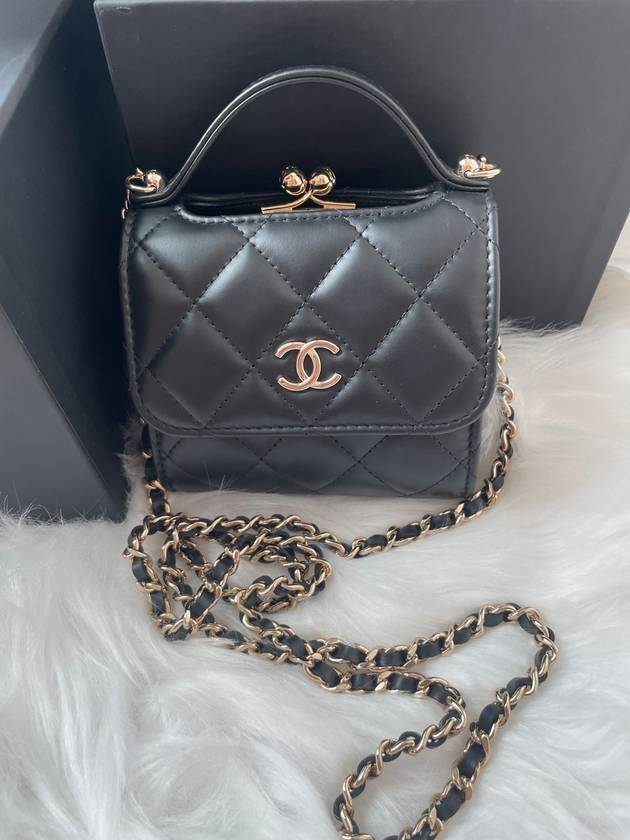 Women's Gold Vanity Retro Lambskin Chain Mini Bag Black - CHANEL - BALAAN 3