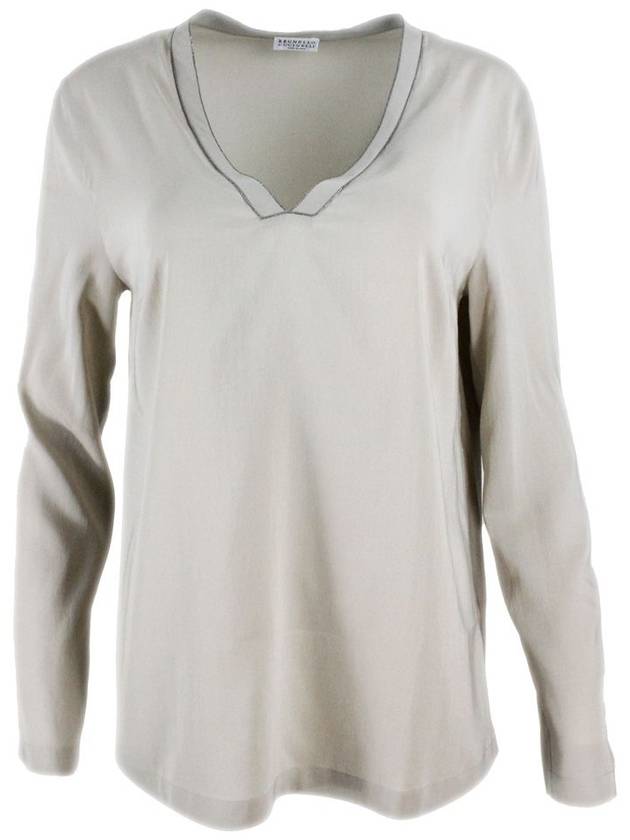 V-neck long sleeve t-shirt gray - BRUNELLO CUCINELLI - BALAAN 2