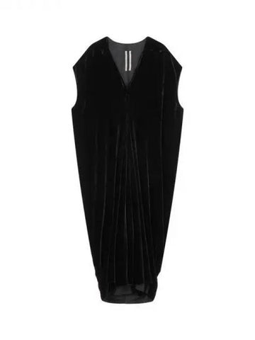 WOMEN Velor Lobster Dress Black 270924 - RICK OWENS - BALAAN 1