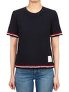 RWB Stripe Cotton Short Sleeve T-Shirt Navy - THOM BROWNE - BALAAN 4