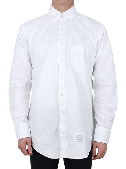 Men's Logo Patch Classic Cotton Long-Sleeve Shirt White - THOM BROWNE - BALAAN 2