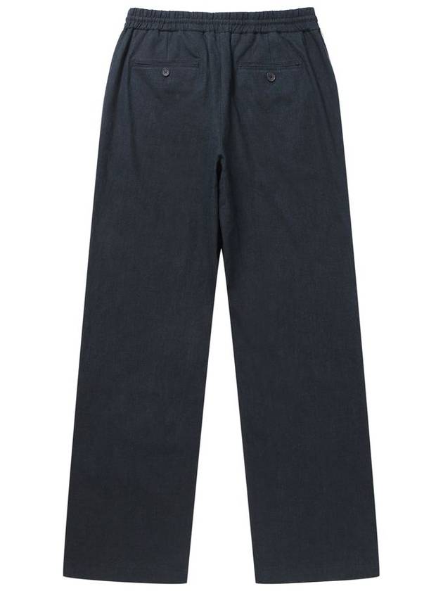 Men's Linen String Straight Pants Charcoal - SOLEW - BALAAN 3