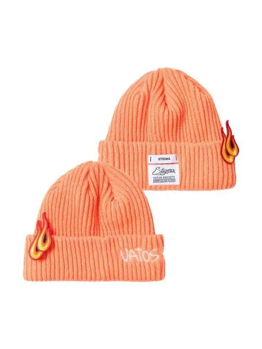 FLAME PATCH EMBROIDERED BEANIE APRICOT Orange 271153 - STIGMA - BALAAN 1