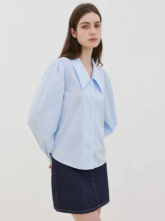 Big Collar Puff Blouse Sky Blue - LESEIZIEME - BALAAN 7