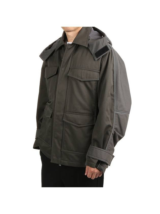 Flap Pocket Zipper Hooded Cotton Parka Khaki - VALENTINO - BALAAN 1