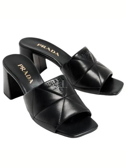 Quilting Nappa Leather Sandal Heels Black - PRADA - BALAAN 2