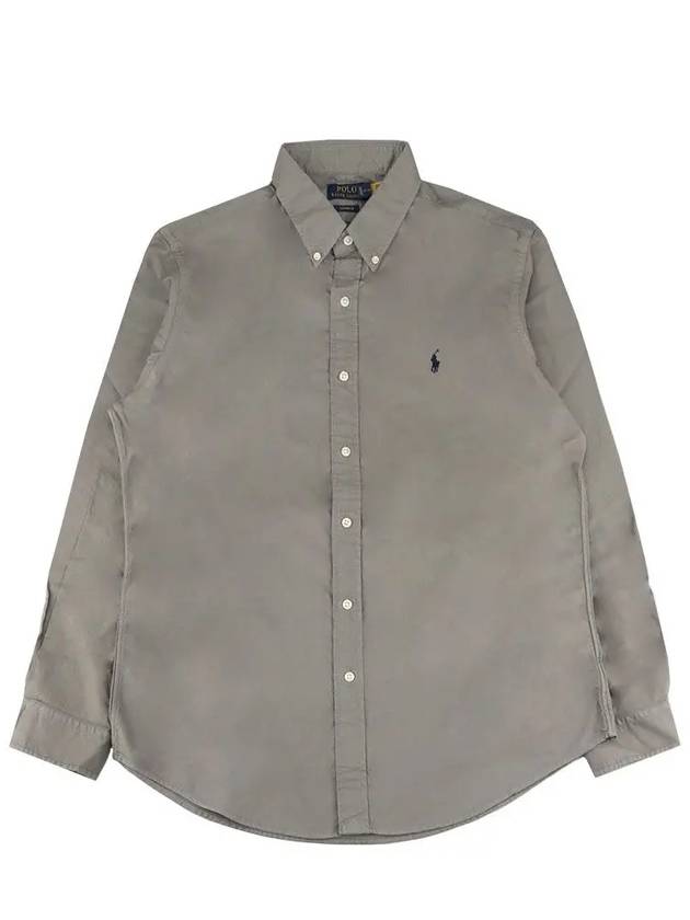 Men s Garment Dyed Oxford Long Sleeve Shirt Perfect Gray - POLO RALPH LAUREN - BALAAN 3