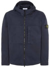 Men's Wappen Patch Supima Cotton Hooded Jacket Navy - STONE ISLAND - BALAAN 2