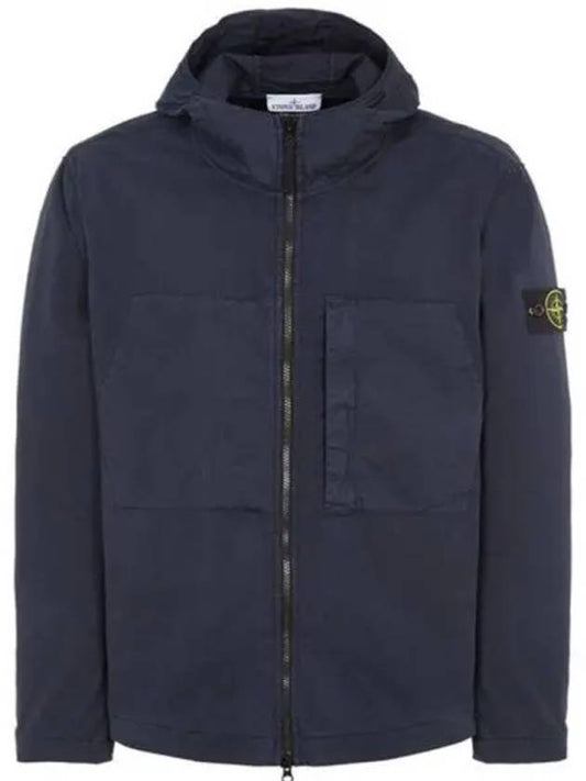 Men's Wappen Patch Supima Cotton Hooded Jacket Navy - STONE ISLAND - BALAAN 2