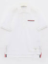 Men's Three Stripes Pocket Mercerized Short Sleeve Polo Shirt White - THOM BROWNE - BALAAN 4