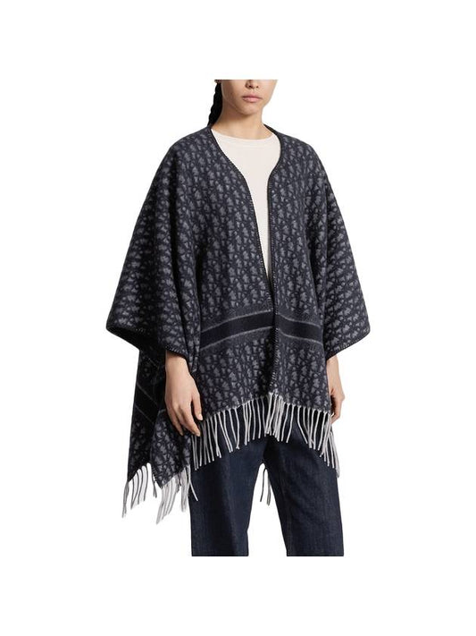 Oblique Wool Cashmere Poncho Navy - DIOR - BALAAN 1