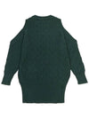 Cable Open Shoulder Long Sleeve Knit Top Green - GANNI - BALAAN 3