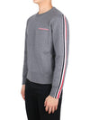 Men's Wool Stripe Knit Top Grey - THOM BROWNE - 4