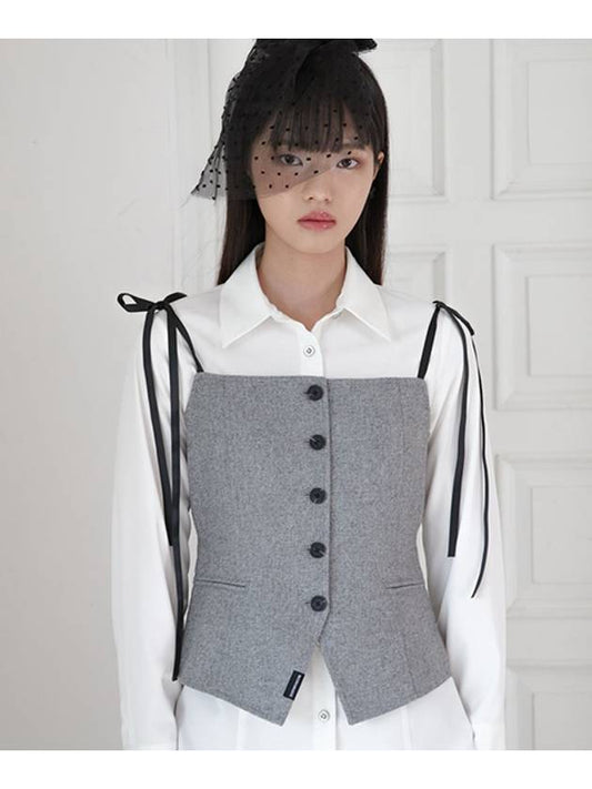 RIBBON BUTTON TOP GRAY - ZIZEMUSEUM - BALAAN 1