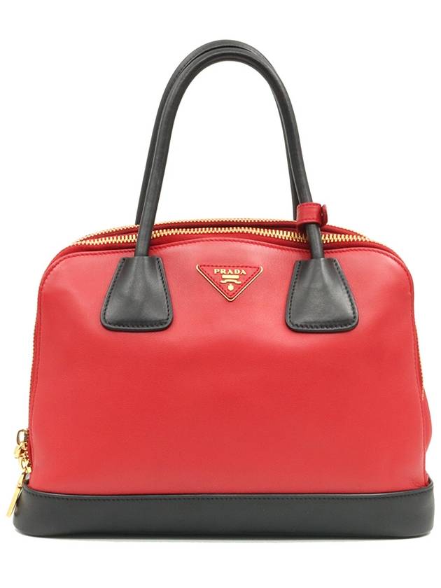 Women s Prada B2593C Red Black Two tone Soft Calfskin Tote 2WAY gt bag Gangbuk used luxury goods - PRADA - BALAAN 2