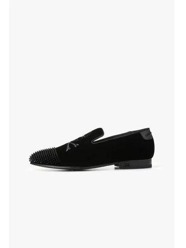 Men s Big Skull Embroidered Velvet Loafers Black - PHILIPP PLEIN - BALAAN 1