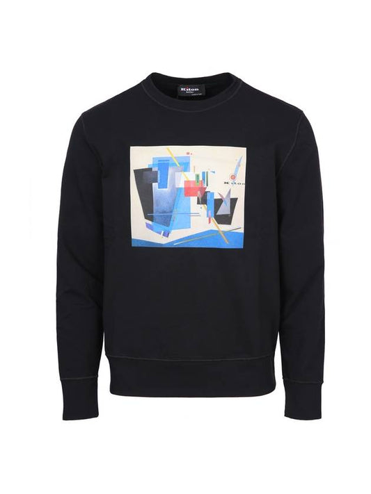 Logo Print Cotton Sweatshirt Black - KITON - BALAAN 2