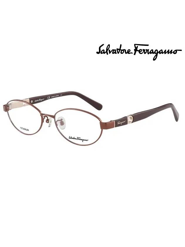 Eyewear Oval Titanium Eyeglasses Shiny Brown - SALVATORE FERRAGAMO - BALAAN 2