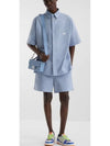 Cotton Short Sleeve Shirt Blue - FENDI - BALAAN 5