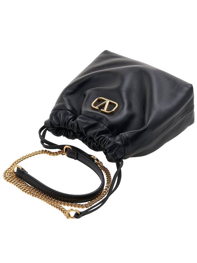 V Logo Drawstring Chain Bucket Bag Black - VALENTINO - BALAAN 5