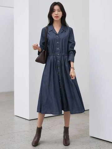 Roben denim banding long dress - MONO AT.D - BALAAN 1