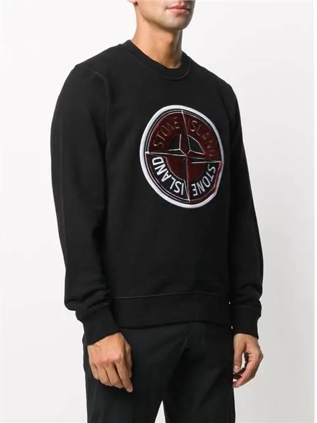 Compass Embroidery Logo Sweatshirt Black - STONE ISLAND - BALAAN 3