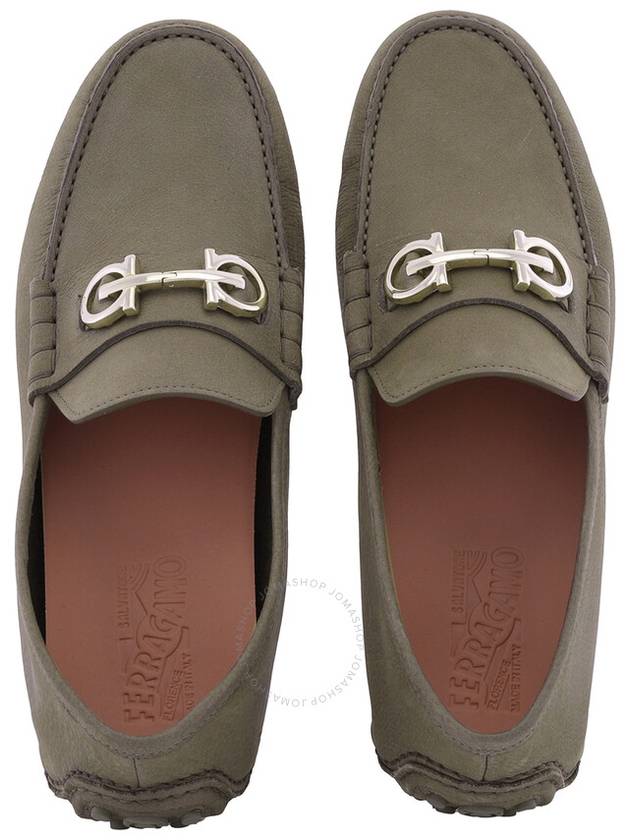 Gancini Ornament Driving Shoes Olive Green - SALVATORE FERRAGAMO - BALAAN 4