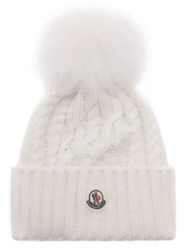 Women s Logo Patch Pom Wool Cashmere Beanie 3B00029 M4506 002 24F 1215697 - MONCLER - BALAAN 1