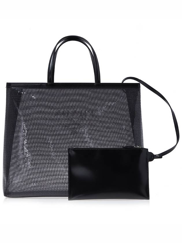 sequin mesh tote bag black - PRADA - BALAAN.