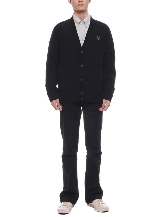 Bold Fox Head Patch Regular Lambswool Cardigan Black - MAISON KITSUNE - BALAAN 4