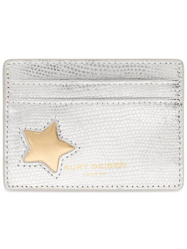 Kurt Geiger Leather Card Holder, Women's, Silver - KURT GEIGER - BALAAN 1