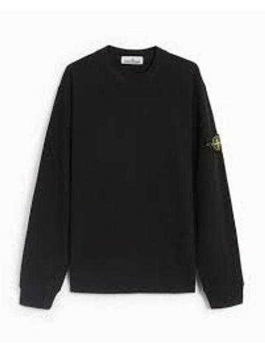 Compass Badge Crew Neck Ribbed Cotton Knit Top Black - STONE ISLAND - BALAAN 1