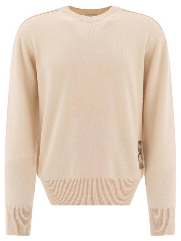 Check Label Wool Knit Top Nutmeg - BURBERRY - BALAAN 1