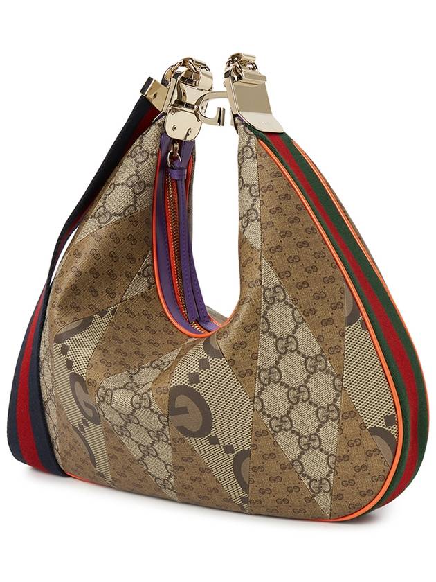 Attache Large Coated Canvas Shoulder Bag Brown Beige - GUCCI - BALAAN 5