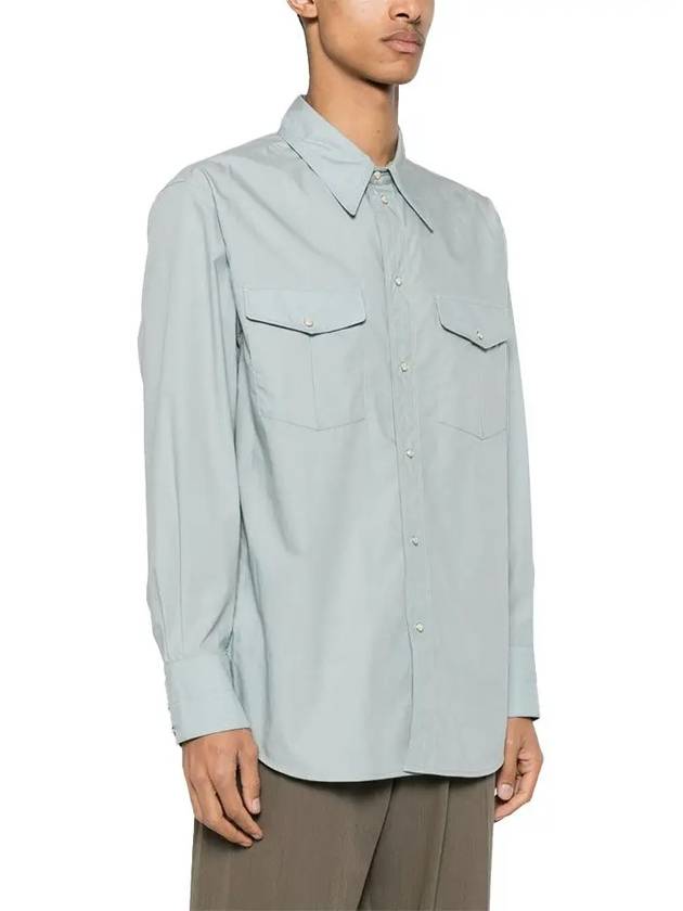 Western Poplin Long Sleeve Shirt Blue - LEMAIRE - BALAAN 4