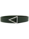 triangle buckle leather belt dark green - BOTTEGA VENETA - BALAAN.