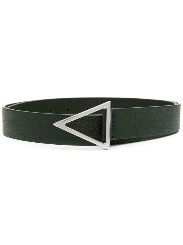 Triangle Buckle Leather Belt Dark Green - BOTTEGA VENETA - BALAAN 3