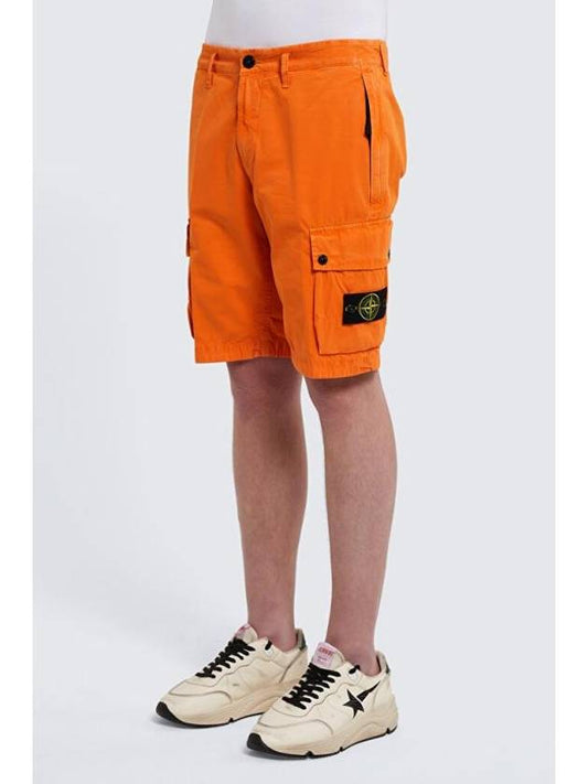 Men's Logo Patch Cargo Bermuda Shorts Orange - STONE ISLAND - BALAAN 1