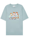 Surfing Foxes Logo Print Short Sleeve T-Shirt Sky Blue - MAISON KITSUNE - BALAAN 2