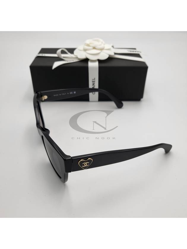 Eyewear Heart Logo Square Sunglasses Black - CHANEL - BALAAN 6