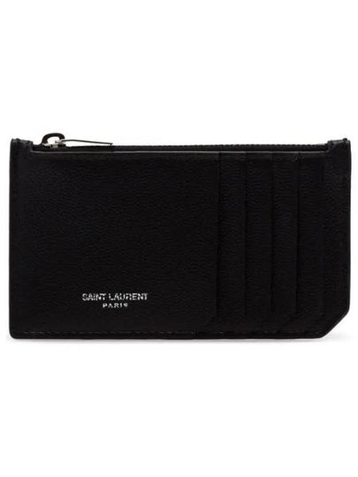 Leather Zipper Classic Fragment Card Wallet Black - SAINT LAURENT - BALAAN 2