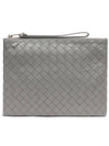 Intrecciato Medium Flat Pouch Bag Grey - BOTTEGA VENETA - BALAAN 1