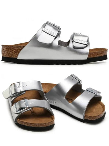 Kids Arizona Leather Sandals Silver 1019400 - BIRKENSTOCK - BALAAN 1