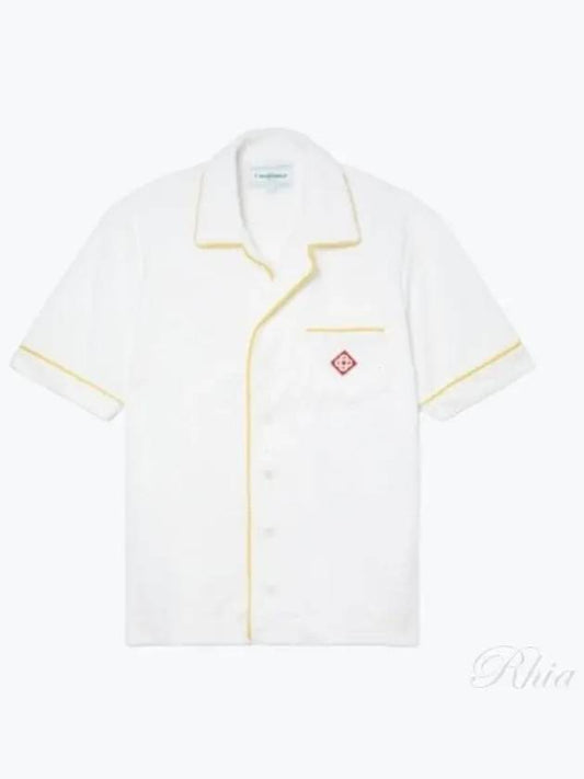 Jacquard Logo Terry Short Sleeve Shirt White - CASABLANCA - BALAAN 2