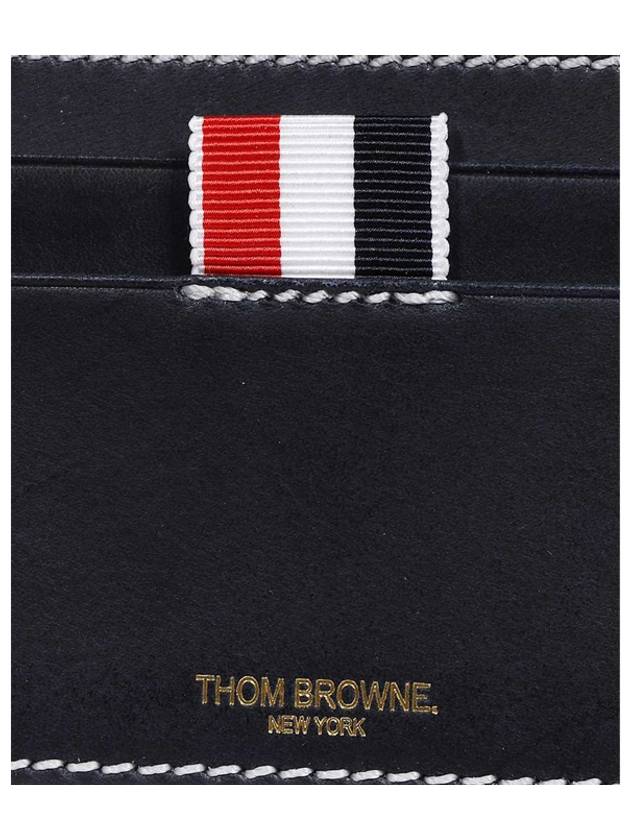 Stitched Vacchetta Card Wallet Navy - THOM BROWNE - BALAAN 7