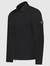 Organic Stretch Cotton Satin Long Sleeve Shirt Black - STONE ISLAND - BALAAN 4