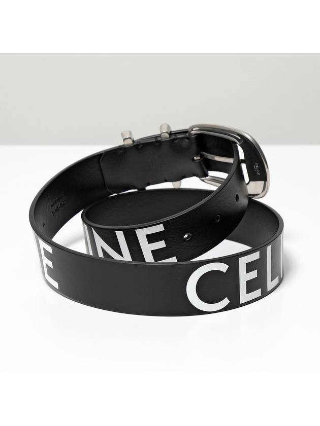 Logo Print Large Western Calfskin Belt Black - CELINE - BALAAN 2