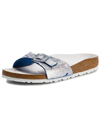 Madrid Rivet Logo Slippers Metallic Ocean Silver - BIRKENSTOCK - BALAAN 2